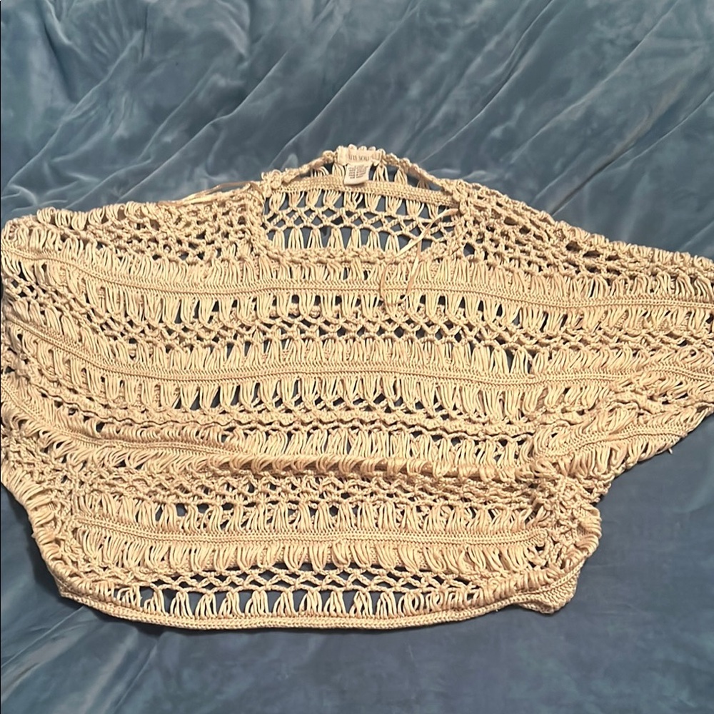 SAN Souci Small Handcrafted Beige Crochet Sweater